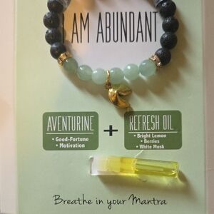 Aventurine and Black Beaded Bracelet with Gold Charm